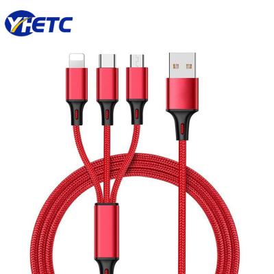 China 3 in 1 Camera Multifunctional USB Nylon Braided Cable Charging Android Mobile Phone for sale