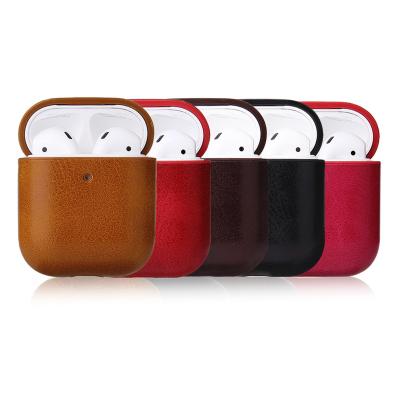 China For Hot Selling Leather Material Shockproof Earphone Case Protective Cover Earphone For Airpods 1/2 for sale