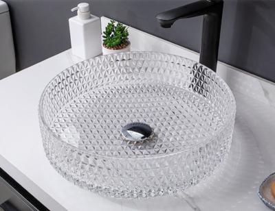 China Handmade Vessel Modern Glass Wash Bathroom Sink Basin Hotel Pedestal Crystal Art for sale