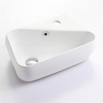 China Contemporary White Rectangular Hot Sales Basin Art Ceramic Wash Basin Bathroom Built In Ceramic Sink Basin Cheap Price Rectangle for sale