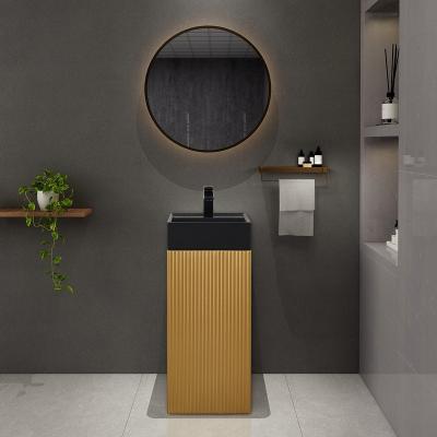 China New Design Standing Designer Hand Sink Modern Ceramic Sanitary Ware Bathroom Sink One Piece Pedestal Sink Made in India for sale