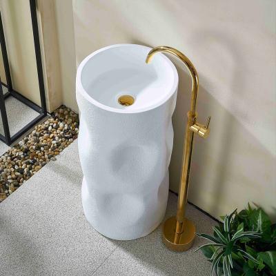 China Modern European Modern Square Lavabo Sink Rack Artificial Stone Wash Basin With Pedestal Ware Bathroom Use Ceramic Sanitary Ware for sale