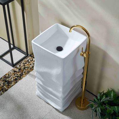 China Modern Solid Outdoor Bathroom Wash Basin Pedestal Sink Artificial Stone Wash Basin for sale