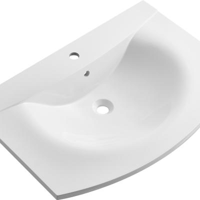 China RSY798mm 25mm thick edge solidsurface basin modern economic white artificial stone cabinet top vessel sink for sale