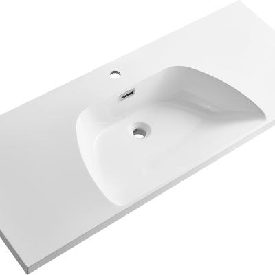 China Vessel washbasin RSK1200 mm 45mm mid basin edge solidsurface modern economic wall mounted white artificial stone cabinet top washbasin for sale