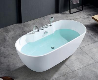 China Freestanding Most Popular Freestanding Acrylic Oval Shape Bathtub Bathroom Single Bathtub Pure White Soaking Bathtub for sale