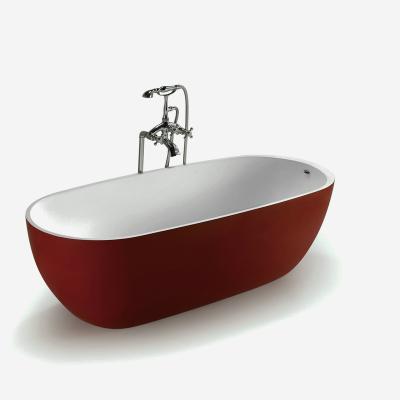 China Red solidsurface 2023Foshan bathroom freestanding bathtub / white composite stone bathtub for luxury hotel for sale