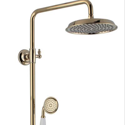 China Without Slide Bar Bathroom Cabinet Faucet Popular Classic Gold Finish 59 Shower Mixer Tap Soft Water Bright Gold Copper Shower Mixer For Home for sale