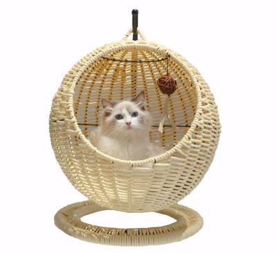 China Hand Stored - Space Saving Woven Wicker Cat Cage Hammock for sale