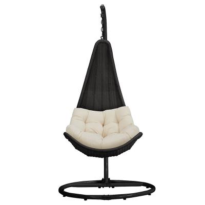 China LeisureWicker Modern Half Moon Rattan Swing Hanging Chair With Cushion for sale