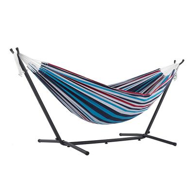 China Hot Sale Modern Portable Free Standing Hammock Double Cotton Hammock With Metal Stand for sale