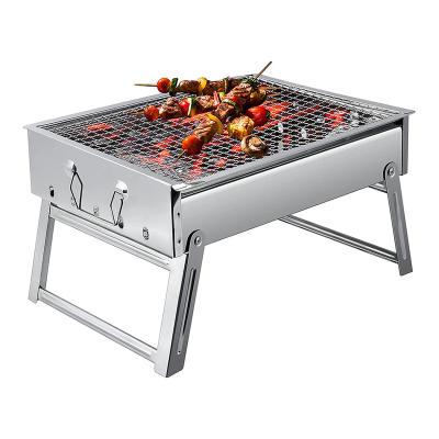 China Adjustable Size Camping BBQ Grill Kit Silver Portable Charcoal Kebab for sale