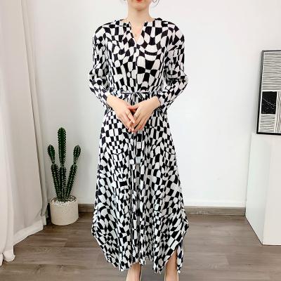 China Fashion V Collar Button Girls Floral Dress Women Viable Split Casual Outfits Long for sale