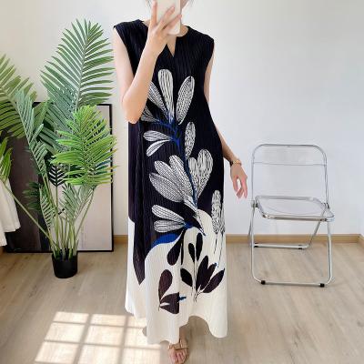 China Viable French-style top women pleated dress summer long skirt Korean temperament pleats sleeveless vest dress for sale