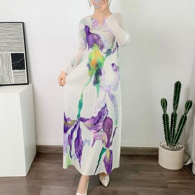 China 2023 New Summer High Grade Small Crowd Temperament Bottom Design Print Viable Wholesale Pleated A-Line Dress for sale