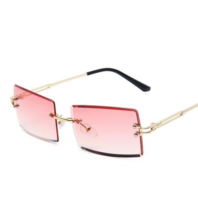 China Fashion Sunglasses X.H Glass Case Glitter Black Tinted Rimless Cute Smart Korean Sunglasses Women for sale