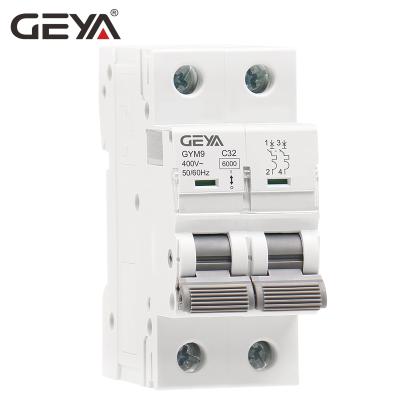 China Because C D GEYA GYM9 C60 C65 63A Modular Miniature Din Rail 6KA MCB 2 Pole Breaker Circuit DC for sale