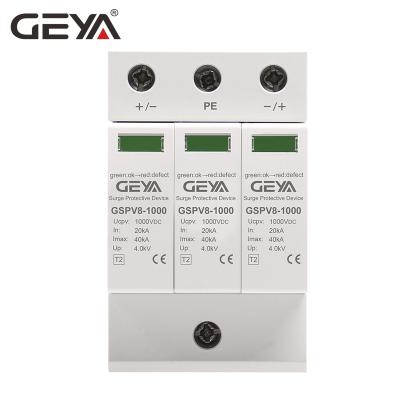 China GEYA 1000vdc SPD GSPV8-40KA Lightning Arrester DC 1000V 20KA 40KA Discharge Current Spike Protector for sale