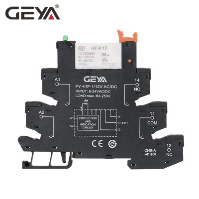 China GEYA FY-41F-1 Din Rail Relay 6.22mm Thickness PLC Relay 230VAC 1Channel Sealed Slim Relay Module for sale