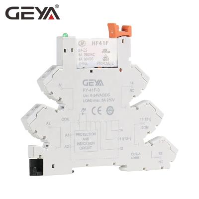 China GEYA FY-41F-3 Sealed Din Rail Hongfa Relay with 1 Co Socket Relay Module 12VDC or 24VDC Relay Module for sale