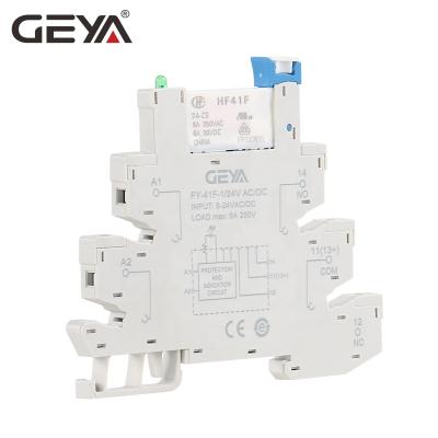 China GEYA FY-41F-1 Hongfa Sealed Relay With Electronic Socket 1 Channel Relay Module 12V 24V AC DC Relay Board for sale