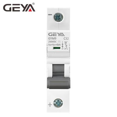 China GEYA GYM9 63A 250V 6kA DC MCB Miniature Circuit Breaker Mini Solar PV Single Phase MCB 6kA / 10kA for sale