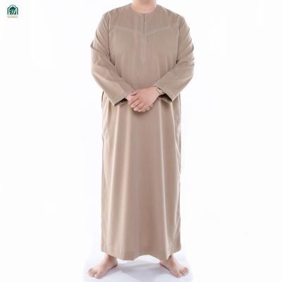 China Hot Selling Muslim Squishy Thobe With Zipper And Side Muslim Abaya Omani Arab Thobe Men Pocket Muslim Dress for sale