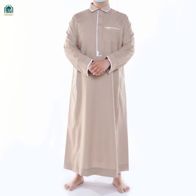 China New Design Polyester Shiny Material Mens Thobe Embroidered Ethnic Clothing For Modern Muslim Men Islamic Clothing Dress for sale