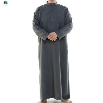 China New Design Polyester Shiny Material Mens Thobe Embroidered Ethnic Clothing For Modern Islamic Clothing for sale