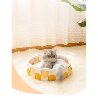 China Cheap Wholesale OEM High Quality Low Price Breathable Printed Leisure Custom Soft Comfortable Breathable Cats Small Dogs Round Pets Bed for sale