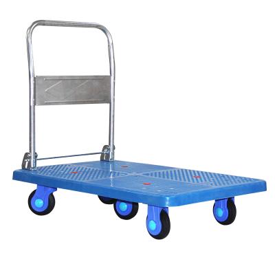 China 500kg storage plastic cart, silent trailer, logistics turnover, pull truck for sale