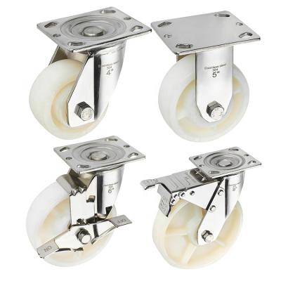 China swivel & Caster Wheel SUS304 Stainless Steel Universal Directional Medical Trolley Brake Wheel Cold Storage Rigid Nylon Bracket Wear Resistant for sale