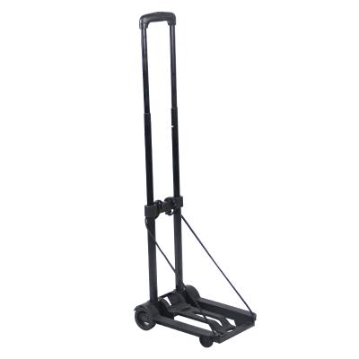 China Black Plastic Pull Cart Small Goods Storage Luggage Pull Cart Shopping Trolley for sale