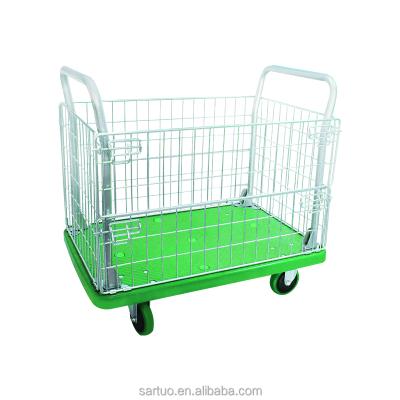 China Industrial Green Storage Cage Materials Turnover Trailer Workshop Accessories Trolley Grid Fence Carry Traction Goods Outdoor Gardening for sale