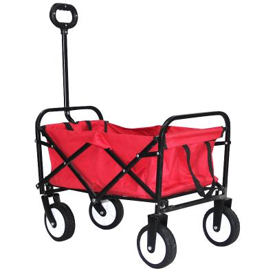 China Stainless Steel Folding Trolley Cart 4 Wheeled Camping Cart Foldable Hand Carts For Outdoor Beach Garden for sale