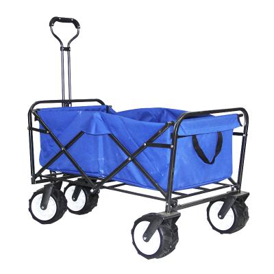 China Beige Portable Storage Camping Trolley Foldable Serving Cart Trolley for Outdoor Beach Garden for sale