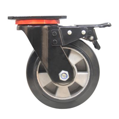 China Furniture Rolling Caster Wheels Natural Rubber Caster Wheel Black Heavy Duty Aluminum Core Rubber Casters for sale