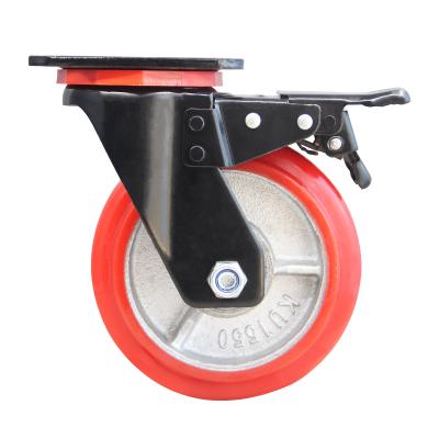 China Rigid Heavy Universal Scaffolding Wheels Metal Wheel Caster Casters Red Trailer Stamping Super Bracket 400kg Load for sale