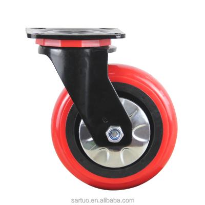 China swivel & 4 5 6 8 Inch Rigid Carbon Steel 4 Wheel Garden Cart Polyurethane Wheel Turnover Vehicle Equipment Universal Wheel for sale