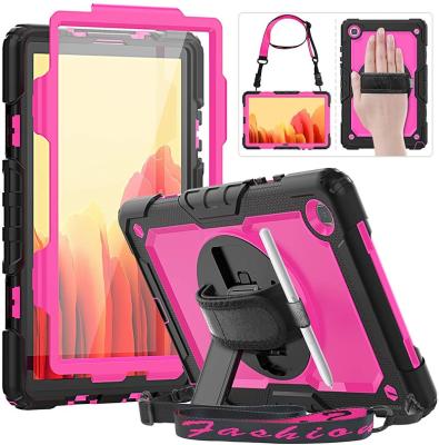 China Adjustable detachable strap& Multi Angle View For Amazon Kindle Fire HD8/HD 8 Plus Rotating Case 360 ​​Hand Strap Built In Kickstand Full Protection Shockproof Back Cover for sale