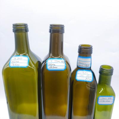 China Antique Green Dark Green Olive Oil Glass Bottle Marasca Bottle 250Ml 500Ml 700Ml Square Beverage Factory Supply for sale