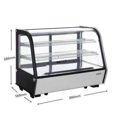 China Cooler Single-temperature 160L Counter Top Cake Display Supermarket Refrigerated Showcase Refrigerator Price for sale