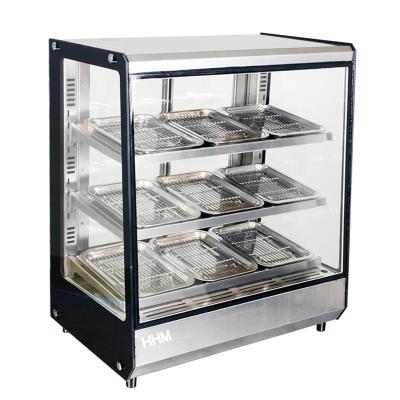 China Electric Commercial Glass Crate Food Warmer Food Display Stainless Steel Worktop Heating Showcase for sale