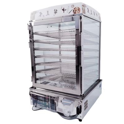 China Stainless Steel+glass Roll Steamer Cabinet Food Steamer Display Glass Display Electric Food Steamers for sale