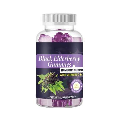 China immune & Anti-Fatigue Black Elderberry Gummies Plus Zinc Herbal Sugar Free Gummies Vitamin C Dietary Supplements for Teens and Kids Adults Vegan and Gluten Free for sale