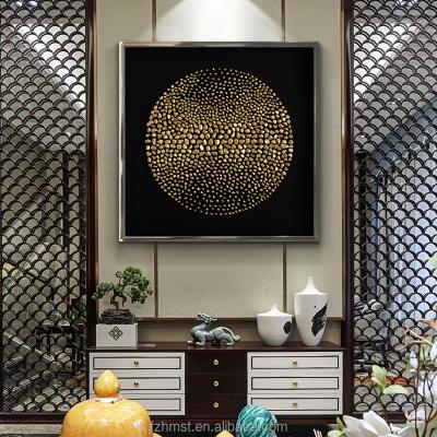 China Modern modern style framed gold stone painting art handmade on black canvas for sale