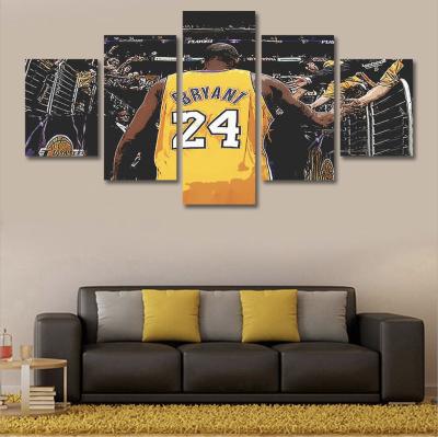 China Modern NBA Basketball Player Kobe Bryant 5 Pieces Modern Print Canvas Art Painting Wall Decor Poster Print for sale