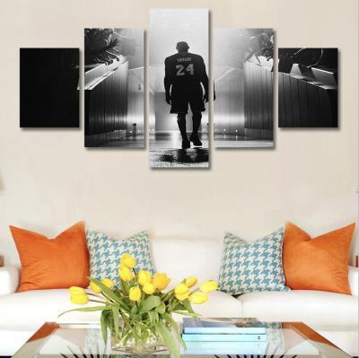 China NBA Modern Basketball Star Kobe Bryant 5 Piece Wall Art Print Modern Canvas Painting for sale