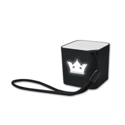 China Video Call Square Shape Glow Rubber Wireless Speaker Blue Finished Tooth With LED Light Up Logo for sale