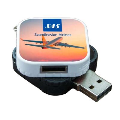 China Plastic Plastic Square USB Flash Drive Turning U Disk With Customization Pattern Printing Epoxy Logo for sale